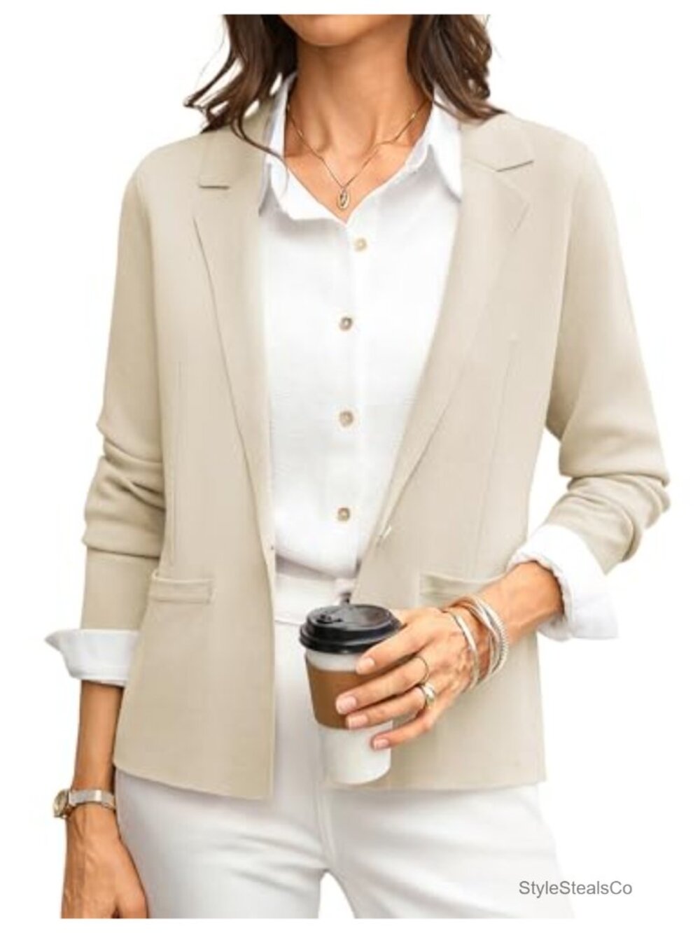 Knit Sweater Blazer Women Business Casual Cropped Cardigan Jacket